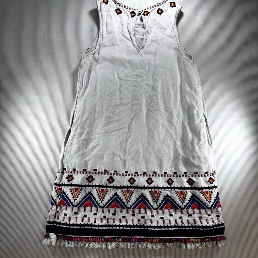 Anemia+Kin Anthropologie Reagan Embroidered Shift Dress linen Blend Size 2 Boho - Picture 14 of 16